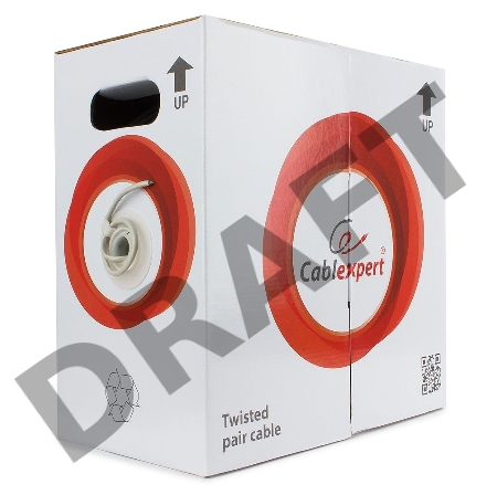 Кабель Cablexpert, UTP5e, 4 пары, 0.51 мм, медь, однож., 305 м, Fluke Test, серый