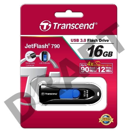 Флеш Диск Transcend 16Gb Jetflash 790 TS16GJF790K USB3.0 черный