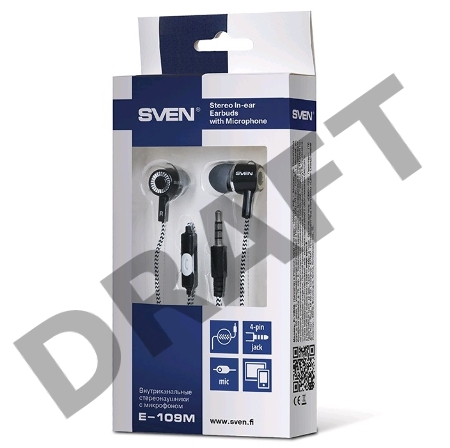 Наушники SVEN E-109M, чёрный-серый