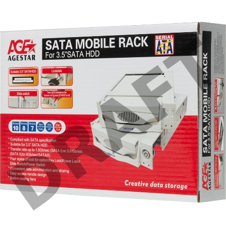 Сменный бокс для HDD AgeStar SR3P-SW-2F SATA пластик черный 3.5