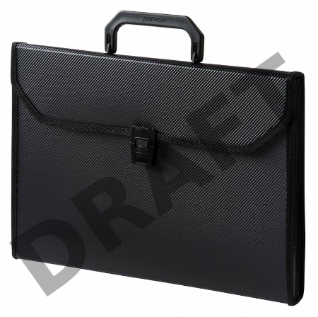 Портфель Бюрократ -BPP13TLBLCK 13 отдел. A4 ребрист. поверхн. с окантовкой пластик 0.7мм черный