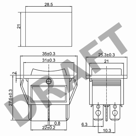 Выключатель клавишный 250V 15А (6с) ON-OFF-ON черный  с нейтралью (RWB-508, SC-767)  REXANT Индивидуальная упаковка 1 шт