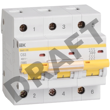 Выключатель автоматический модульный 3п C 16А 10кА ВА47-100 ИЭК MVA40-3-016-C