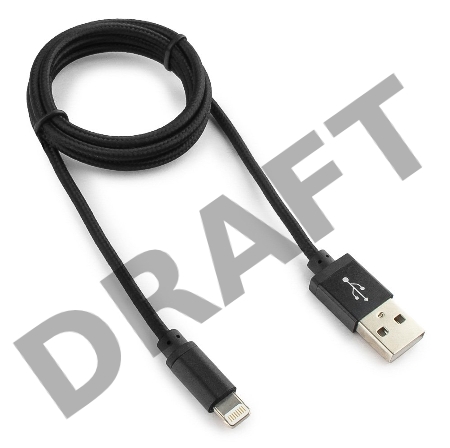 Кабель USB 2.0 Cablexpert CC-ApUSB2bk1m, AM/Lightning 8P, 1м, нейлоновая оплетка, алюминиевые разъемы, черный, пакет