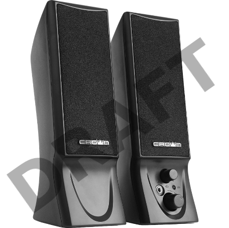 Колонки CROWN CMS-602 (USB, 6W; управление громкостью, разъём для наушников, кнопка включения, Длина кабеля между колонками 1м;Длина аудио-кабеля и питания 2м.)