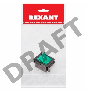 Выключатель клавишный 250V 16А (4с) ON-OFF зеленый  с подсветкой (RWB-502, SC-767, IRS-201-1)  REXANT Индивидуальная упаковка 1 шт