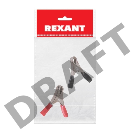 Зажим крокодил REXANT, длина 50 мм, ток 10A, 2 шт., пакет БОПП