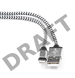 Кабель Gembird USB 2.0 Cablexpert CC-ApUSB2sr1m, AM/Lightning 8P, 1м, нейлоновая оплетка, алюминиевые разъемы, серебристый, пакет