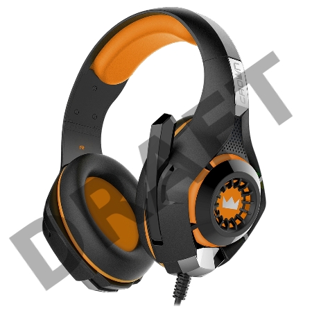 Гарнитура игровая CROWN CMGH-101T Black&orange (Подключение jack 3.5мм 4pin+ адаптер 2*jack spk+mic,Частотный диапазон: 20Гц-20,000 Гц ,Кабель 2.1м,Размер D 250мм, регулировка громкости, микрофон на ножке)