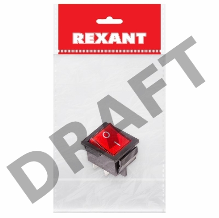 Выключатель клавишный 250V 16А (4с) ON-OFF красный  с подсветкой (RWB-502, SC-767, IRS-201-1)  REXANT Индивидуальная упаковка 1 шт