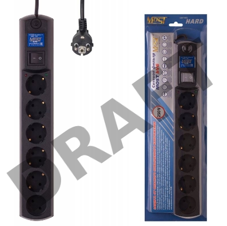 Сетевой фильтр Most HV6 5м (6 розеток) черный (коробка)