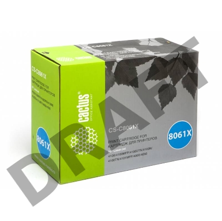 Тонер Картридж Cactus CS-C8061X черный для HP LJ 4100/ 4000/4050 (10000стр.)
