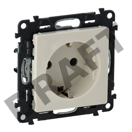 Механизм розетки Valena Life 16А 250В 2К+З защ. шторки безвинт. зажимы с лицевой панелью сл. кость Leg 753520