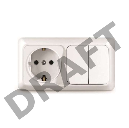 Блок ОП Олимп 2-кл. вык.+ роз. с заземл. горизонт. бел. UNIVersal О0033