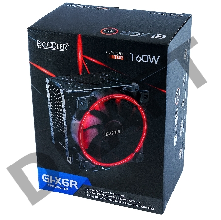 Кулер PCCooler GI-X6R S775/1151/55/56/AM2/2+/AM3/AM4/FM1/2/754/939/940 (24 шт/кор, TDP 195W, вент-р 120мм с PWM, Red LED FAN, 5 тепловых трубок 6мм, 800-1800RPM, 30,5dBa)