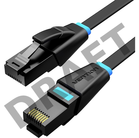 Патч-корд Vention прямой UTP cat.6, RJ45 - 3м. плоский Черный