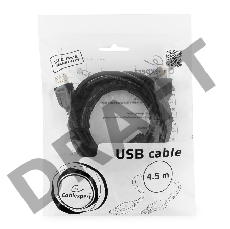 Кабель Gembird PRO CCF-USB2-AMAF-15 USB 2.0 кабель удлинительный 4.5м AM/AF  позол.конт., фер.кол.,  пакет 