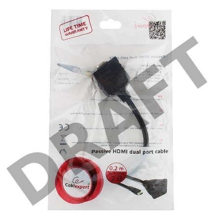 Разветвитель HDMI Cablexpert DSP-2PH4-002, HD19F/2x19F, 1 компьютер => 2 монитора, пасcивный, Full-HD, 3D, 1.4v