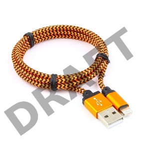 Кабель Gembird USB 2.0 Cablexpert CC-ApUSB2oe1m, AM/Lightning 8P, 1м, нейлоновая оплетка, алюминиевые разъемы, оранжевый, пакет