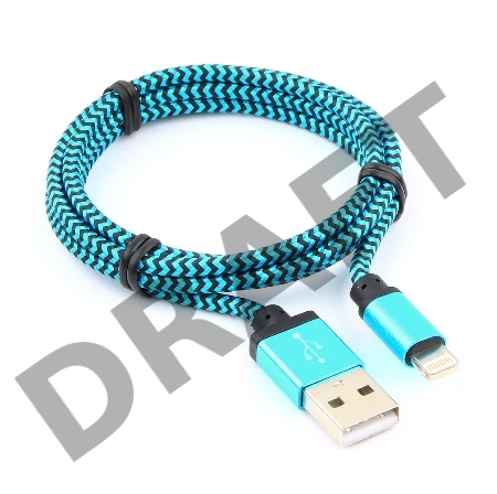 Кабель USB 2.0 Cablexpert CC-ApUSB2bl1m, AM/Lightning 8P, 1м, нейлоновая оплетка, алюминиевые разъемы, синий, пакет
