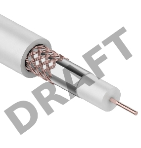 Кабель коаксиальный REXANT RG-59U+Cu, 75 Ом, Cu/Al/Cu, 64%, бухта 100 м, белый