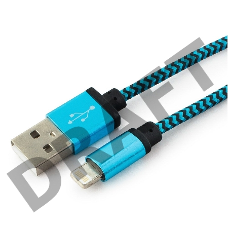 Кабель USB 2.0 Cablexpert CC-ApUSB2bl1m, AM/Lightning 8P, 1м, нейлоновая оплетка, алюминиевые разъемы, синий, пакет