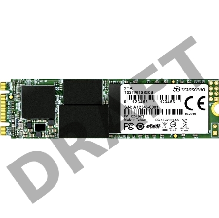 Твердотельный диск 2TB Transcend MTS830, M.2 2280, SATA, 3D TLC, with DRAM [R/W - 560/520 MB/s]