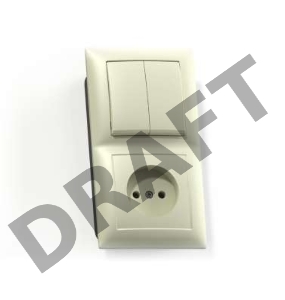 Блок СП БКВР-409 Селена (2-кл. выкл. + розетка) сл. кость Кунцево 8171