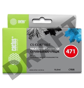 Картридж струйный Cactus CS-CLI471XLC голубой для Canon Pixma iP7240/MG6340/MG5440