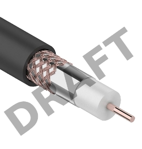 Кабель коаксиальный REXANT RG-6U+Cu, 75 Ом, Cu/Al/Cu, 64%, бухта 100 м, черный OUTDOOR