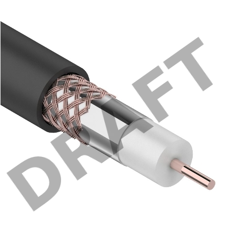 Кабель коаксиальный REXANT RG-6U+Cu, 75 Ом, Cu/Al/Cu, 64%, бухта 100 м, черный OUTDOOR