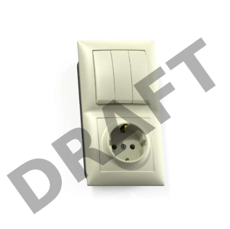 Блок СП БКВР-413 Селена (3-кл. выкл. + розетка с заземл.) сл. кость Кунцево 8178