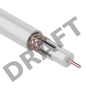 Кабель коаксиальный REXANT RG-6U+Cu, 75 Ом, Cu/Al/Cu, 75%, бухта 100 м, белый