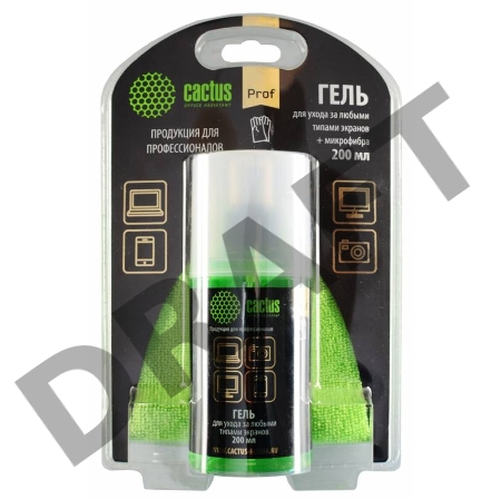 Чистящий набор (салфетки + гель) Cactus CS-S3004BL для экранов и оптики блистер 1шт 25х25см 200мл