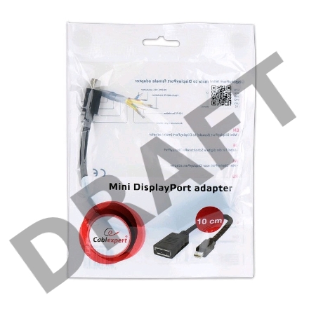 Переходник miniDisplayPort - DisplayPort, Cablexpert A-mDPM-DPF-001, 20M/20F, длина 16см, черный, пакет