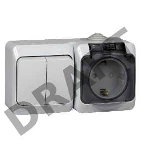 Блок ОП Этюд (2-кл. выкл. + евророз. защ. шторки) IP44 сер. SchE BPA16-242C