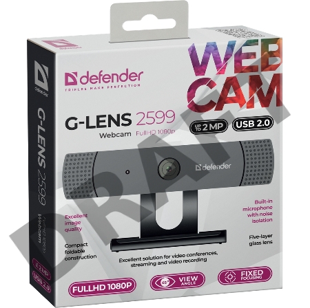 Веб-камера Defender G-lens 2599 FullHD 1080p, 2МП