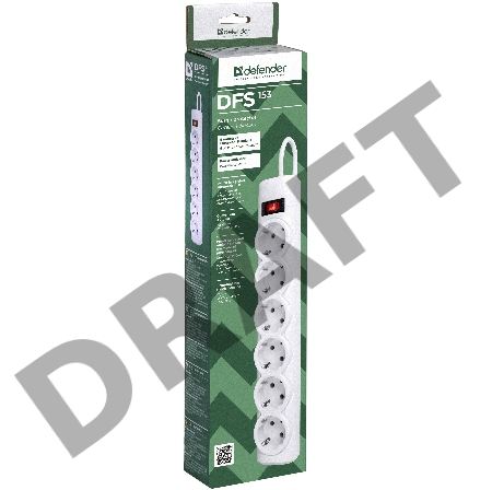 Сетевой фильтр Defender DFS 153 3 м, белый, 6 розеток