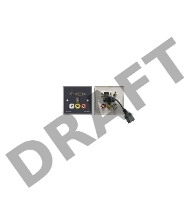 Настеннная панель Kramer Electronics WAV-6UBA/EU/GB(G) с проходными разъемами для VGA (розетки HD-15), USB (розетки А-А), композитного видео (розетки RCA) и стерео аудио (розетки RCA + 3,5-мм розетки). Цвет серый.