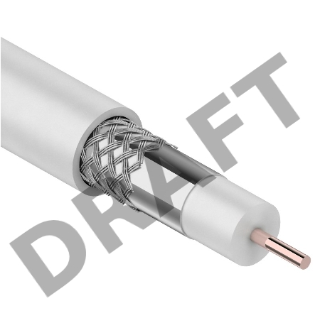 Кабель коаксиальный REXANT RG-6U, 75 Ом, CCS/Al/Al, 64%, бухта 305 м, белый