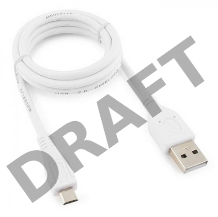 Кабель USB 2.0 Pro Cablexpert CCP-mUSB2-AMBM-W-1M, AM/microBM 5P, 1м, экран, белый, пакет