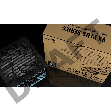 Блок питания Aerocool 700W Retail VX PLUS 700 RGB , подсветка, ATXv2.3 Haswell, fan 12cm, 500mm cable, power cord, PCIe 6+2P x2, SATA x6, PATA x3, FDD