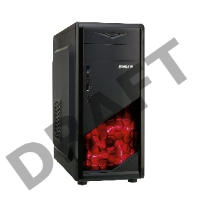 Корпус Exegate EX281257RUS Miditower ExeGate EVO-8207 Black-Red light, ATX, <700NPX>,  1*USB+1*USB3.0, HD Audio