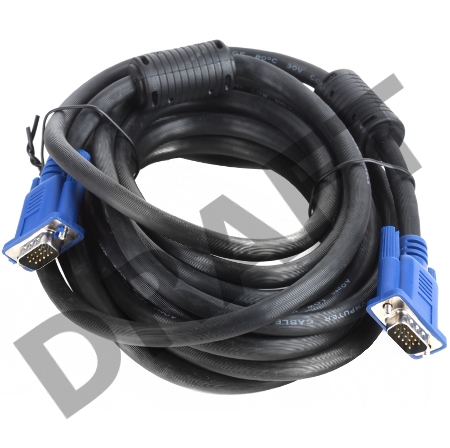 Кабель VGA 5м AOpen 2 фильтра, монитор-SVGA card 15M-15M, ACG341AD-5M 