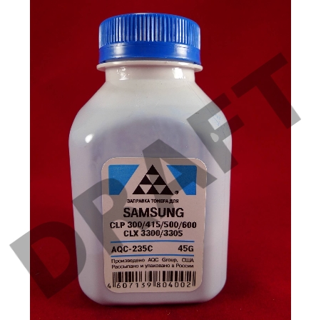 Тонер SAMSUNG CLP 300/315/320/325/360/415/500/510/600/610/660/CLX3300/3305 Cyan, (фл.45г.) AQC фас. Россия