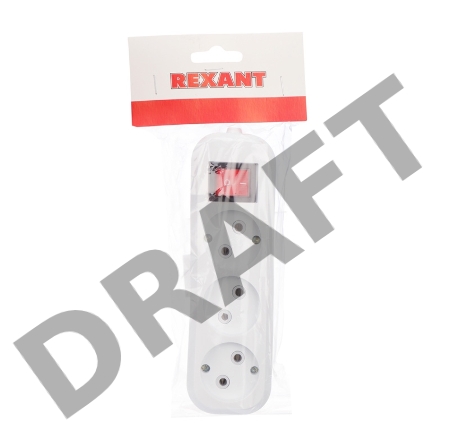Колодка 3 гнезда с кнопкой без заземления REXANT