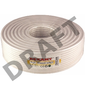 Кабель коаксиальный REXANT RG-6U, 75 Ом, CCS/Al/Al, 64%, бухта 100 м, белый