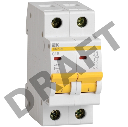 Выключатель автоматический модульный 2п C 4А 4.5кА ВА47-29 ИЭК MVA20-2-004-C