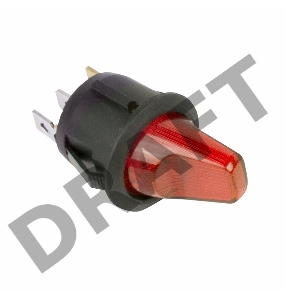 Выключатель клавишный круглый 12V 16А (3с) ON-OFF красный  с подсветкой  REXANT