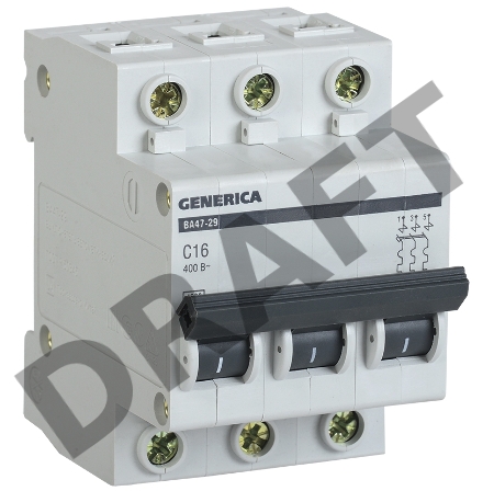 Выключатель автоматический модульный 3п С ВА47-29 10А 4.5кА GENERICA ИЭК MVA25-3-010-C